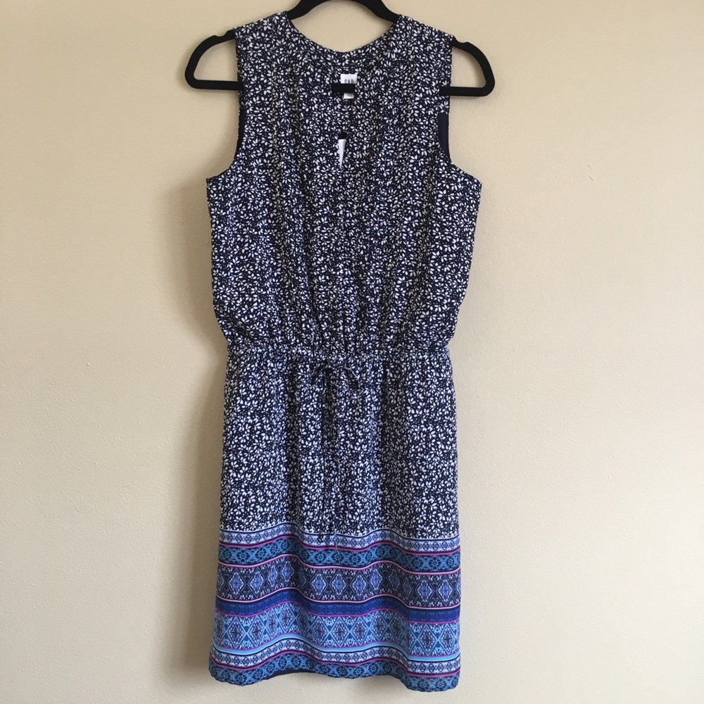 Gap Tall Tie Waist  Sleeveless Shirtdress Floral S